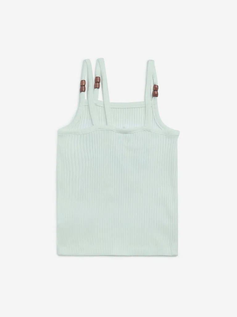 HOP Kids Off-White Tropical-Inspired Cotton Top