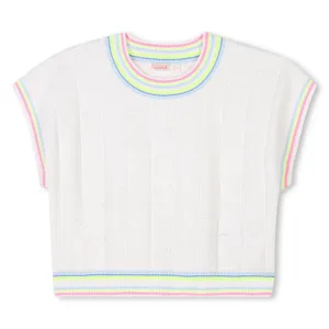 Ivory Heart Motif Short Sleeve Sweater