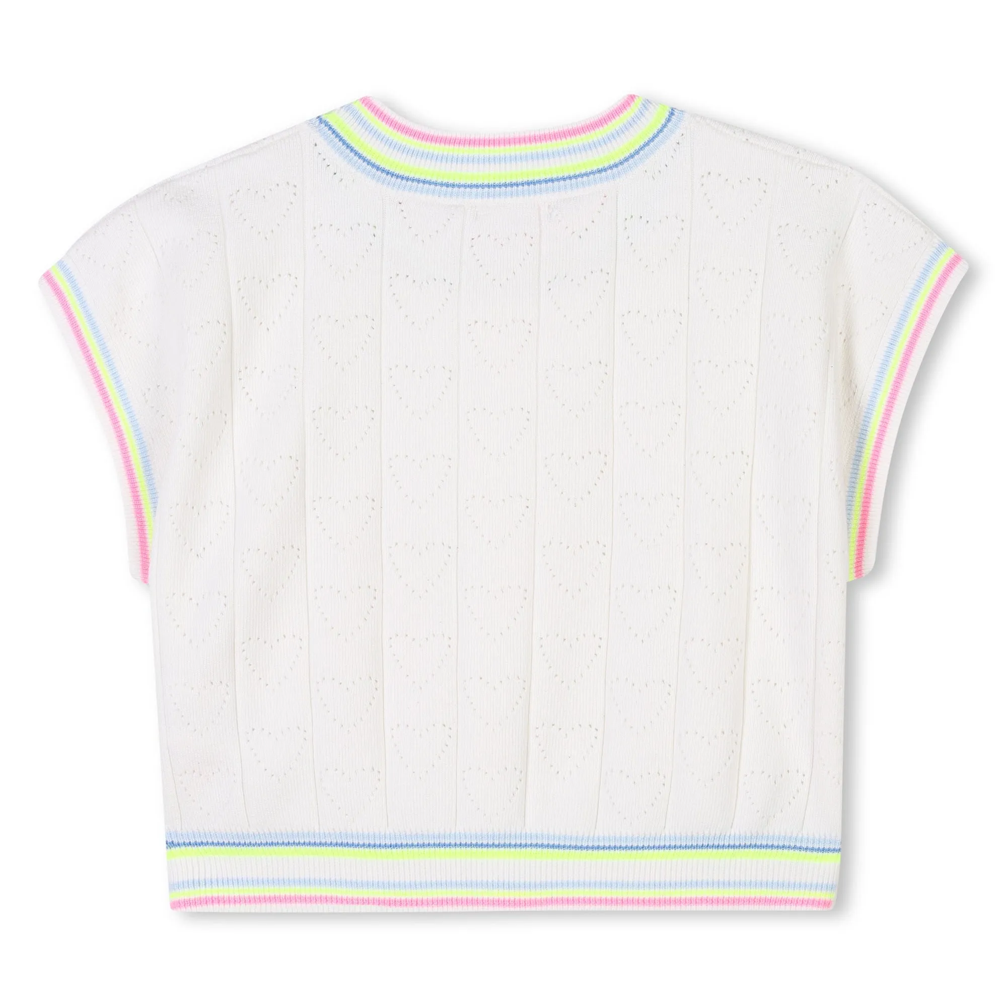 Ivory Heart Motif Short Sleeve Sweater