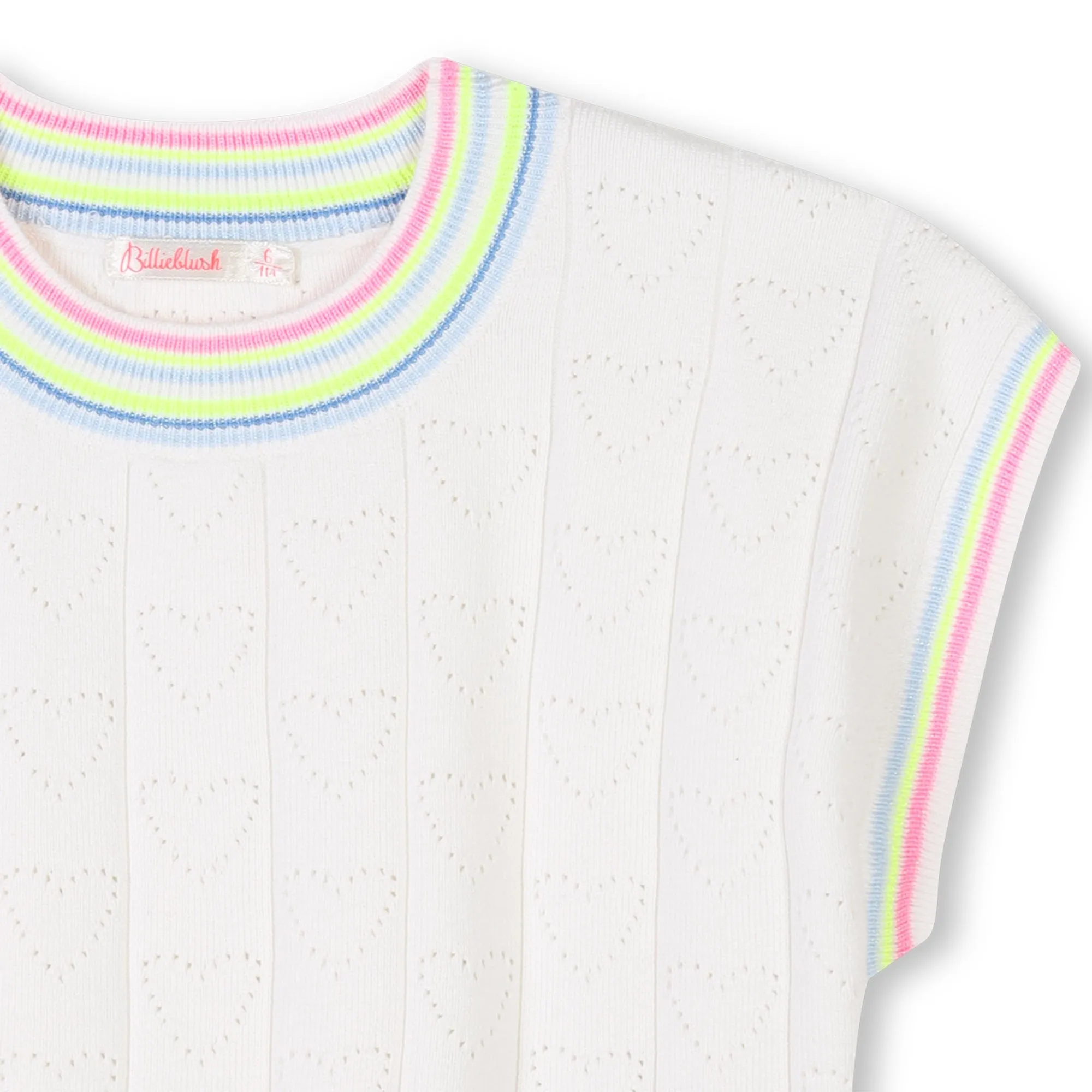 Ivory Heart Motif Short Sleeve Sweater