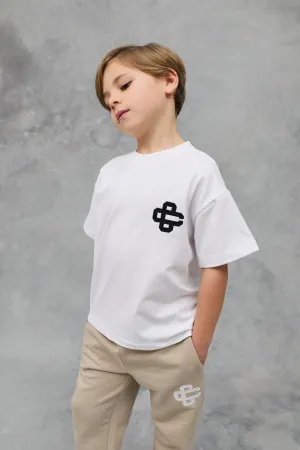 JNR EMBLEM APPLIQUE T-SHIRT - WHITE