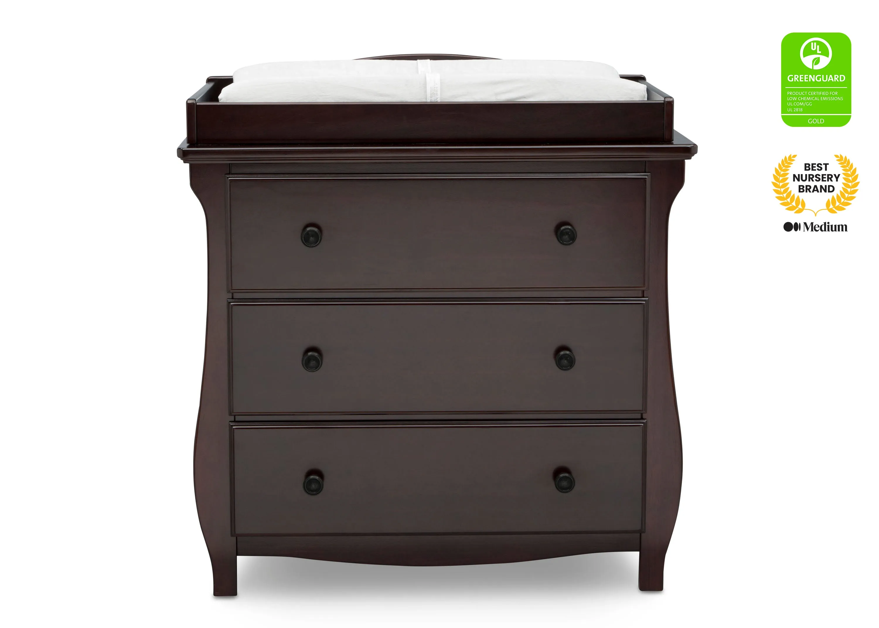 Lancaster 3 Drawer Dresser with Changing Top and Interlocking Drawers