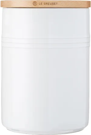 Le Creuset 2 1/2 Qt. (5.5" diameter) Canister w/Wood Lid - White