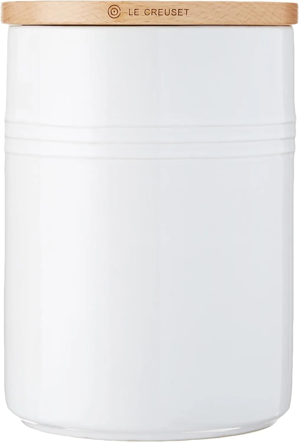 Le Creuset 2 1/2 Qt. (5.5" diameter) Canister w/Wood Lid - White
