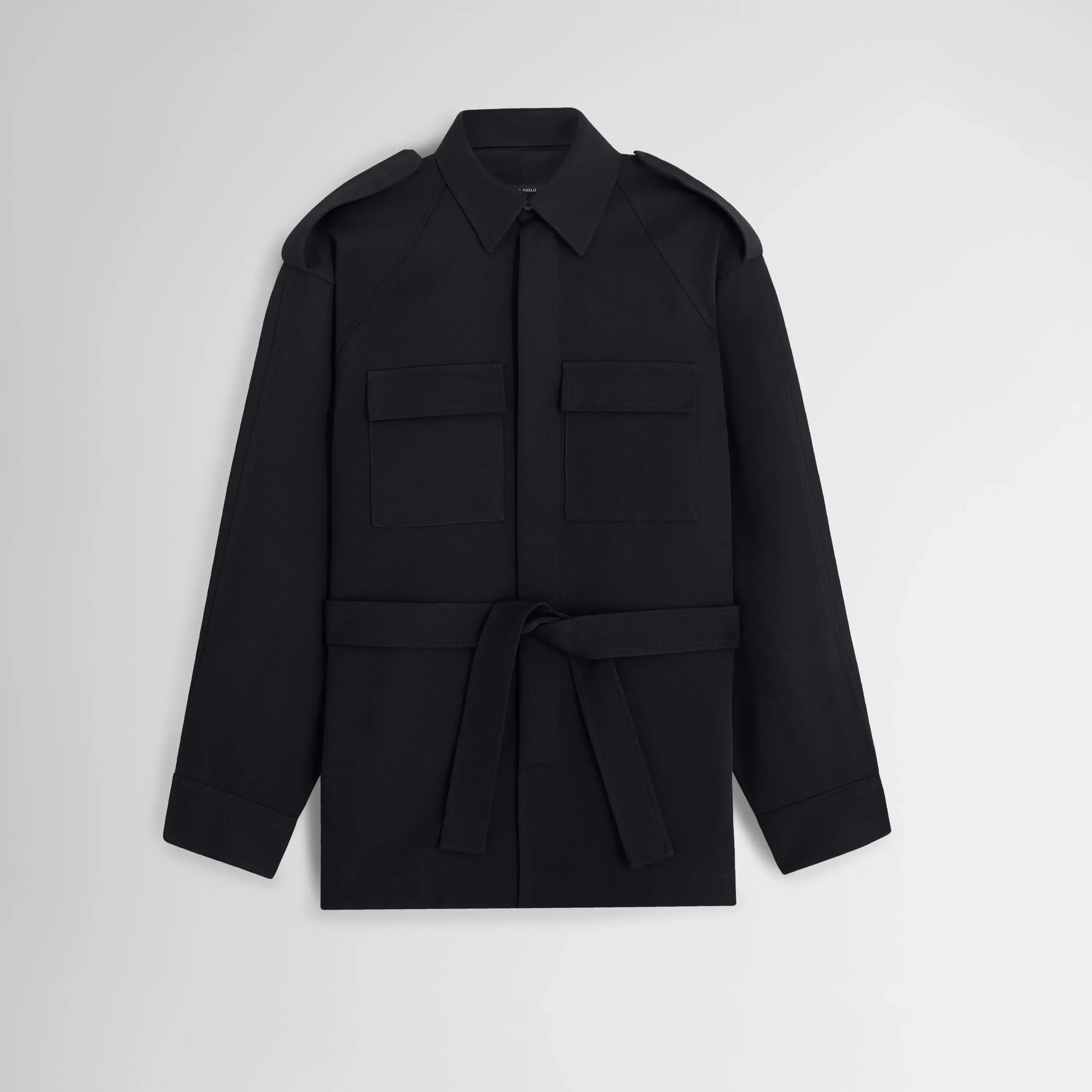 LIGHTWEIGHT SHIRT JACKET | black wool