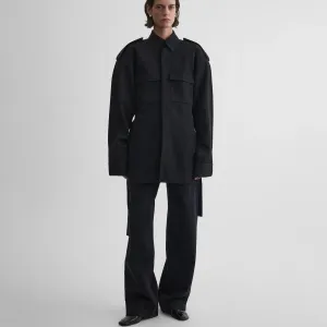 LIGHTWEIGHT SHIRT JACKET | black wool