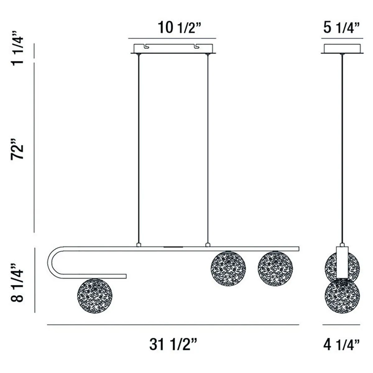 LINEAR GLASS ORB CHANDELIER SMALL