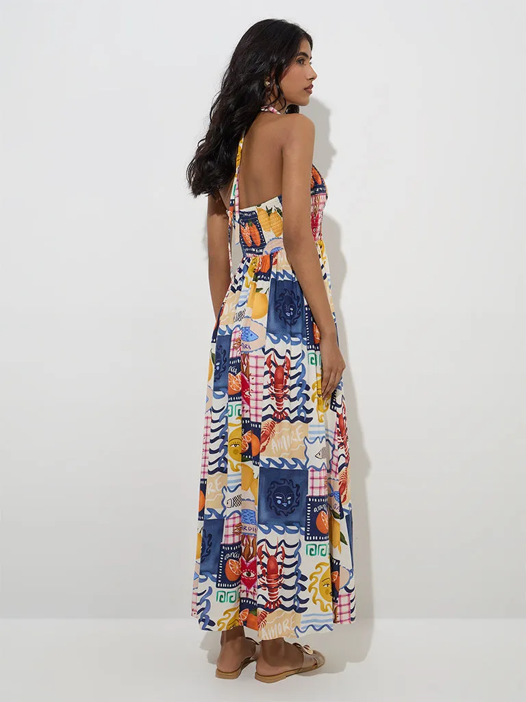 LOV Multicolour Printed Cotton-Blend A-Line Dress