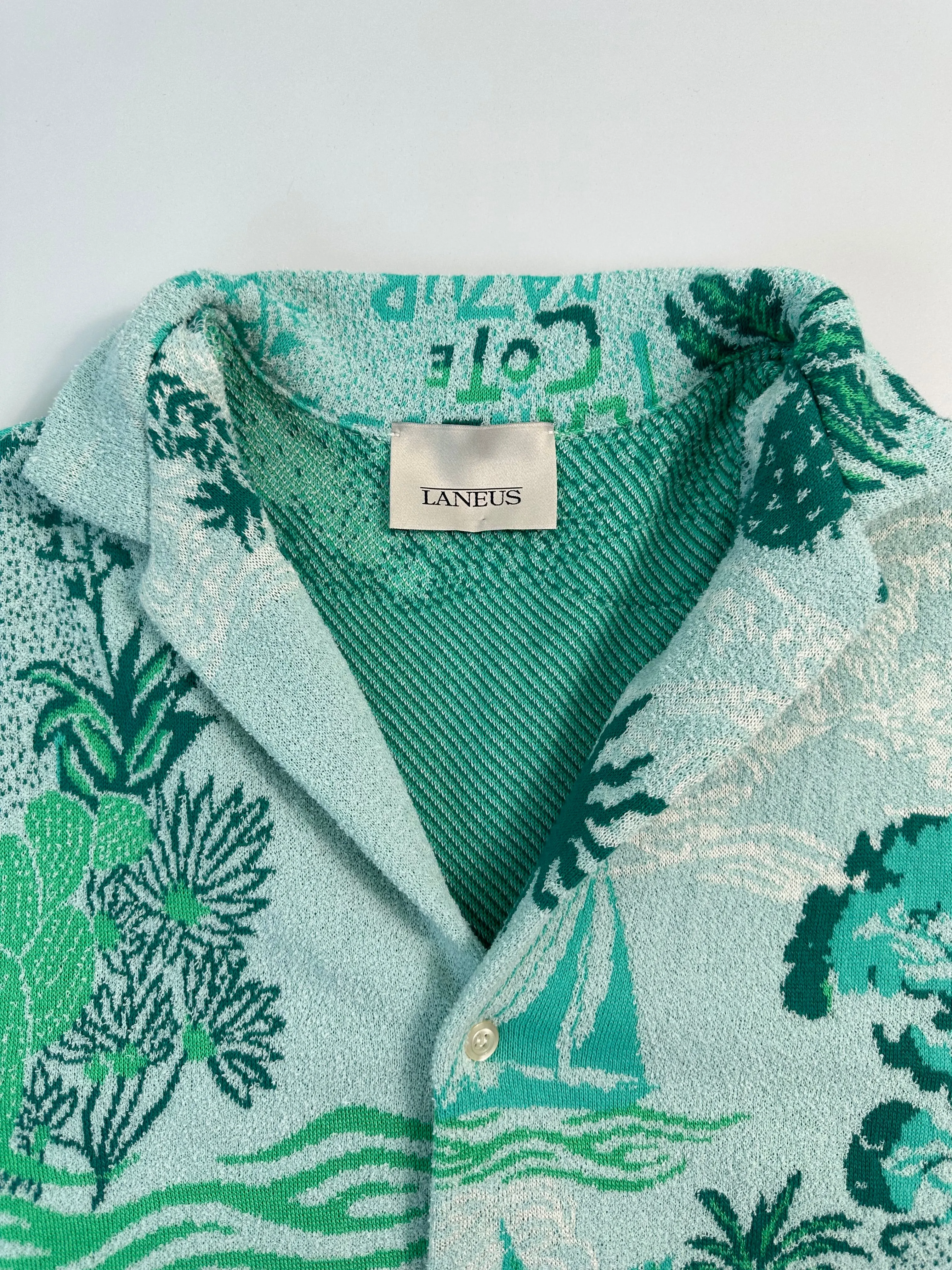 Maglia Cotone Maniche Corte Con Bottoni E Fantasia