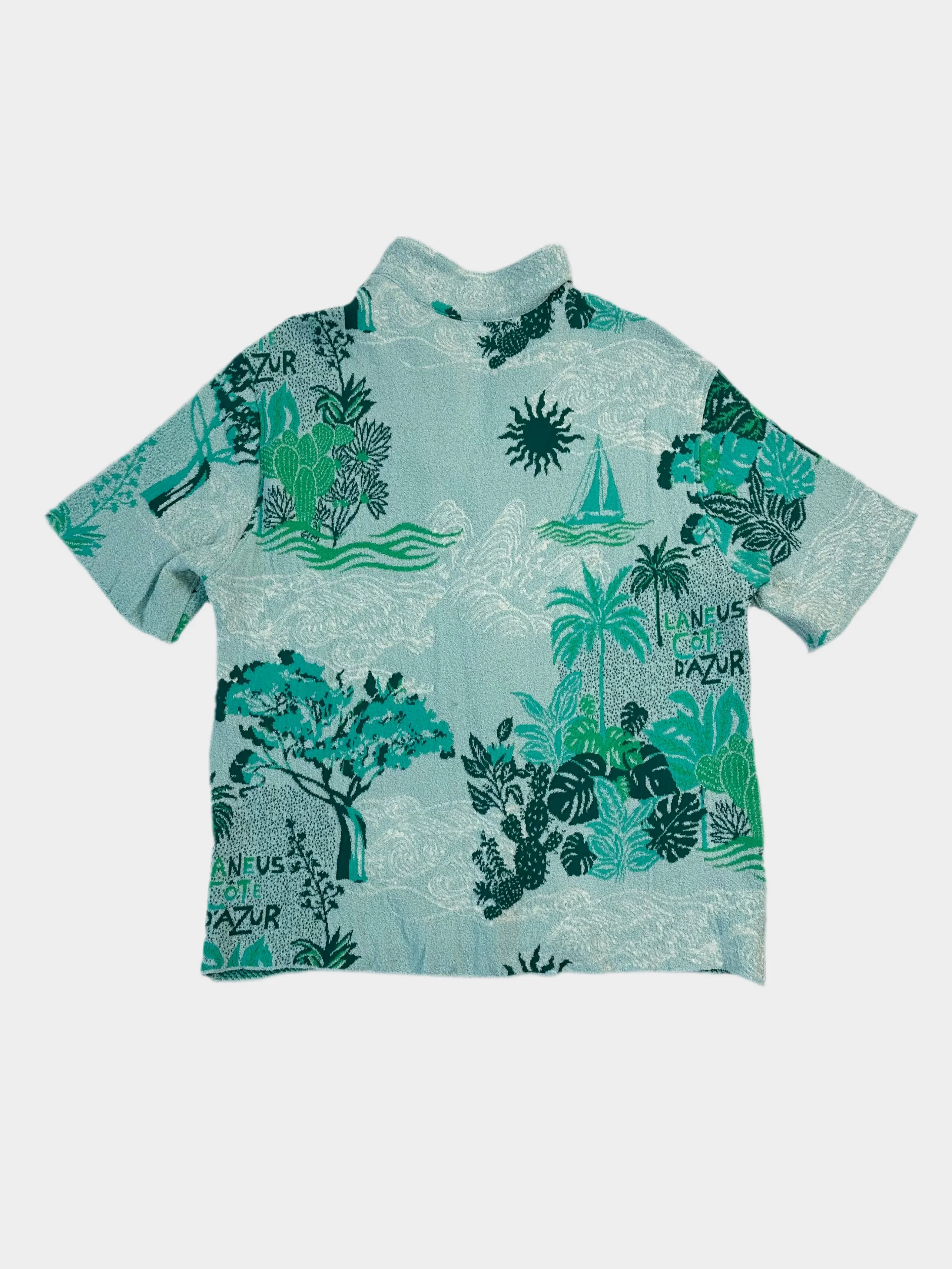 Maglia Cotone Maniche Corte Con Bottoni E Fantasia