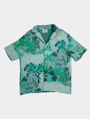 Maglia Cotone Maniche Corte Con Bottoni E Fantasia
