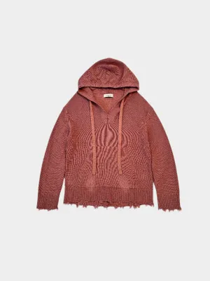 Maglione Con Cappuccio In Cotone Terracotta Con Dettagli Ripped
