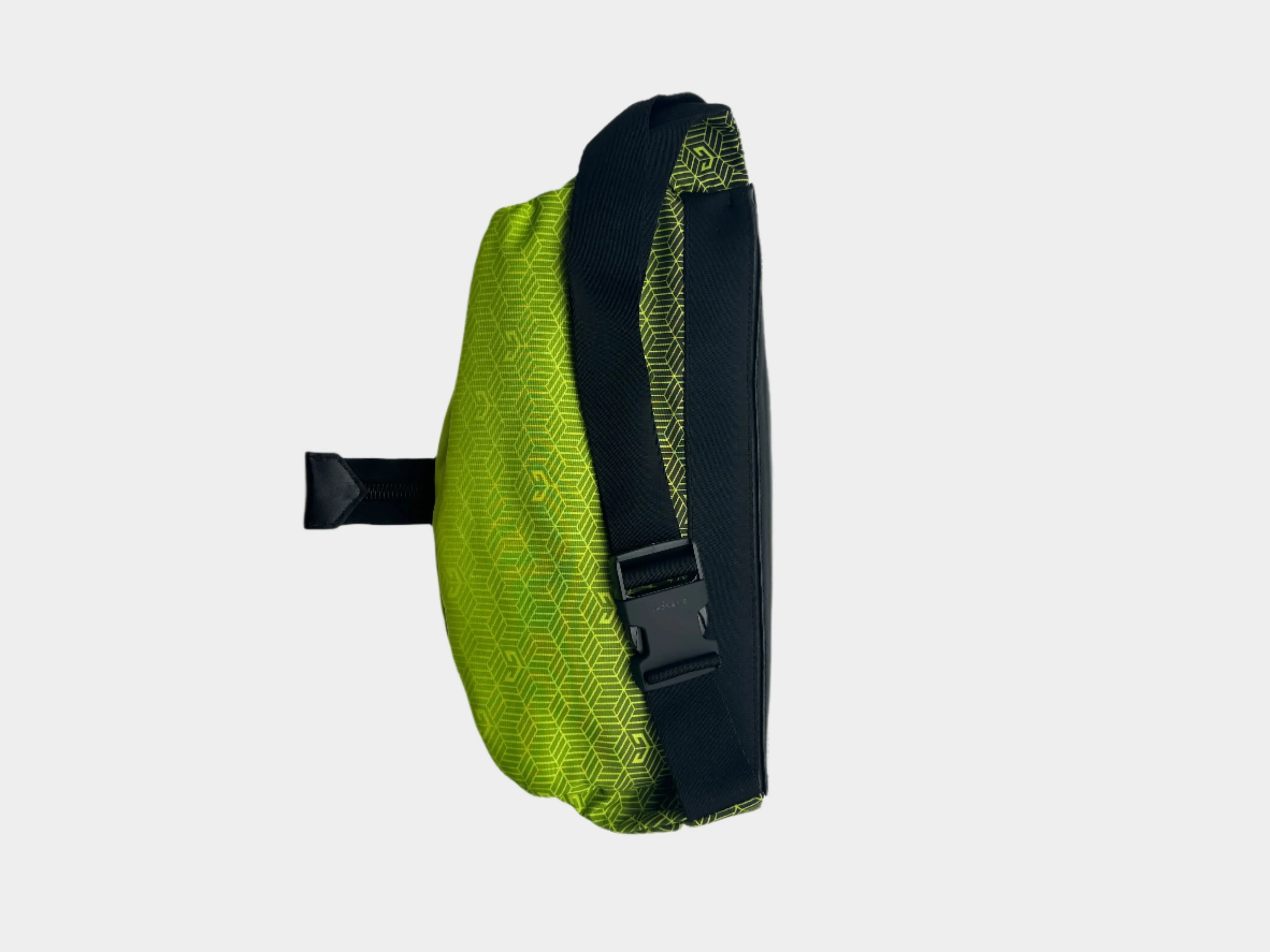 Marsupio Verde Fluo Con Stampa Geometrica E Dettagli Neri