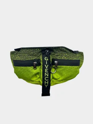 Marsupio Verde Fluo Con Stampa Geometrica E Dettagli Neri
