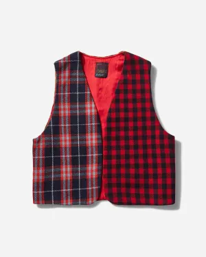 Men's Checked Wool Waistcoat Red