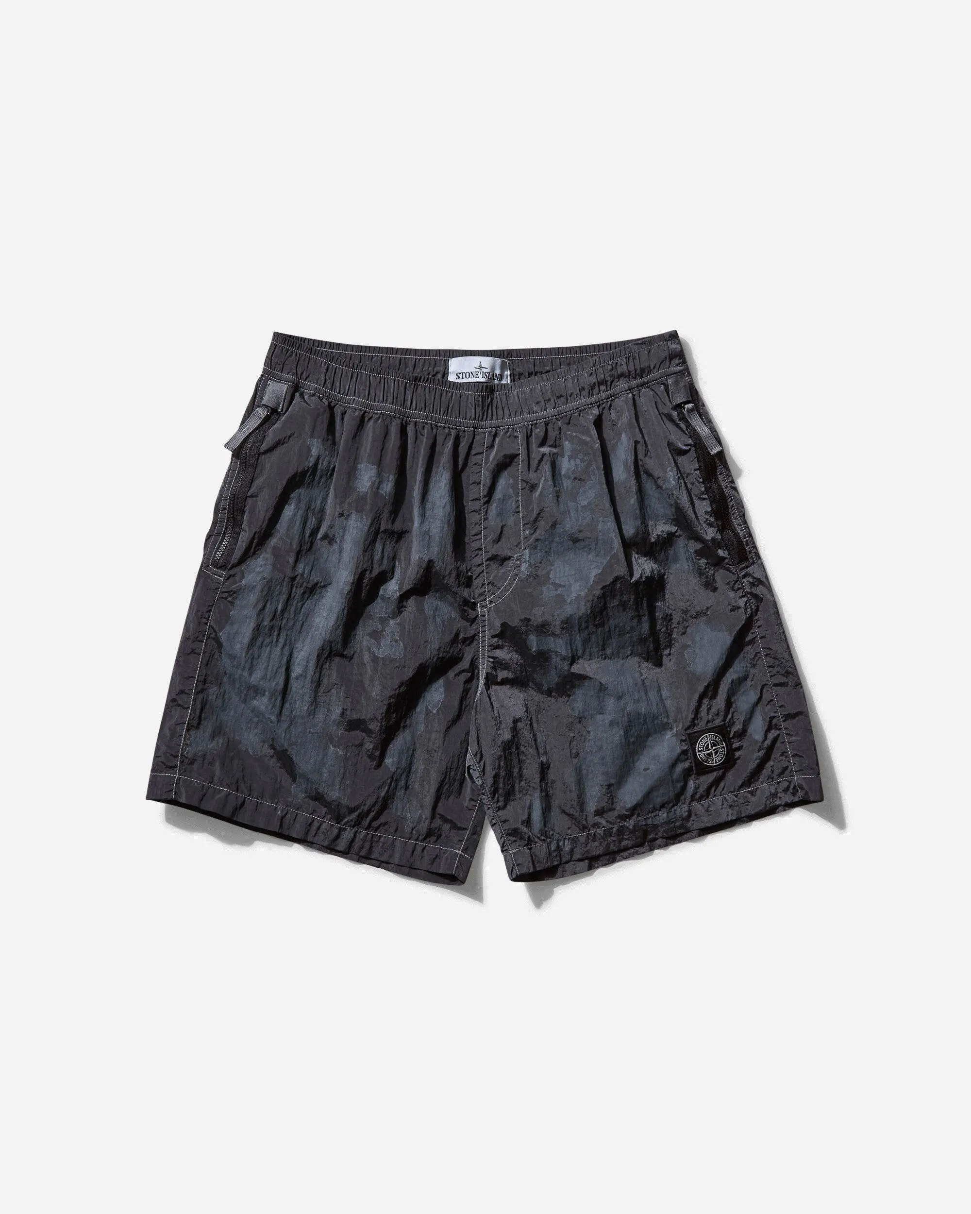 Men's Nylon Metal Laser Camo Swim Shorts Lead Grey
