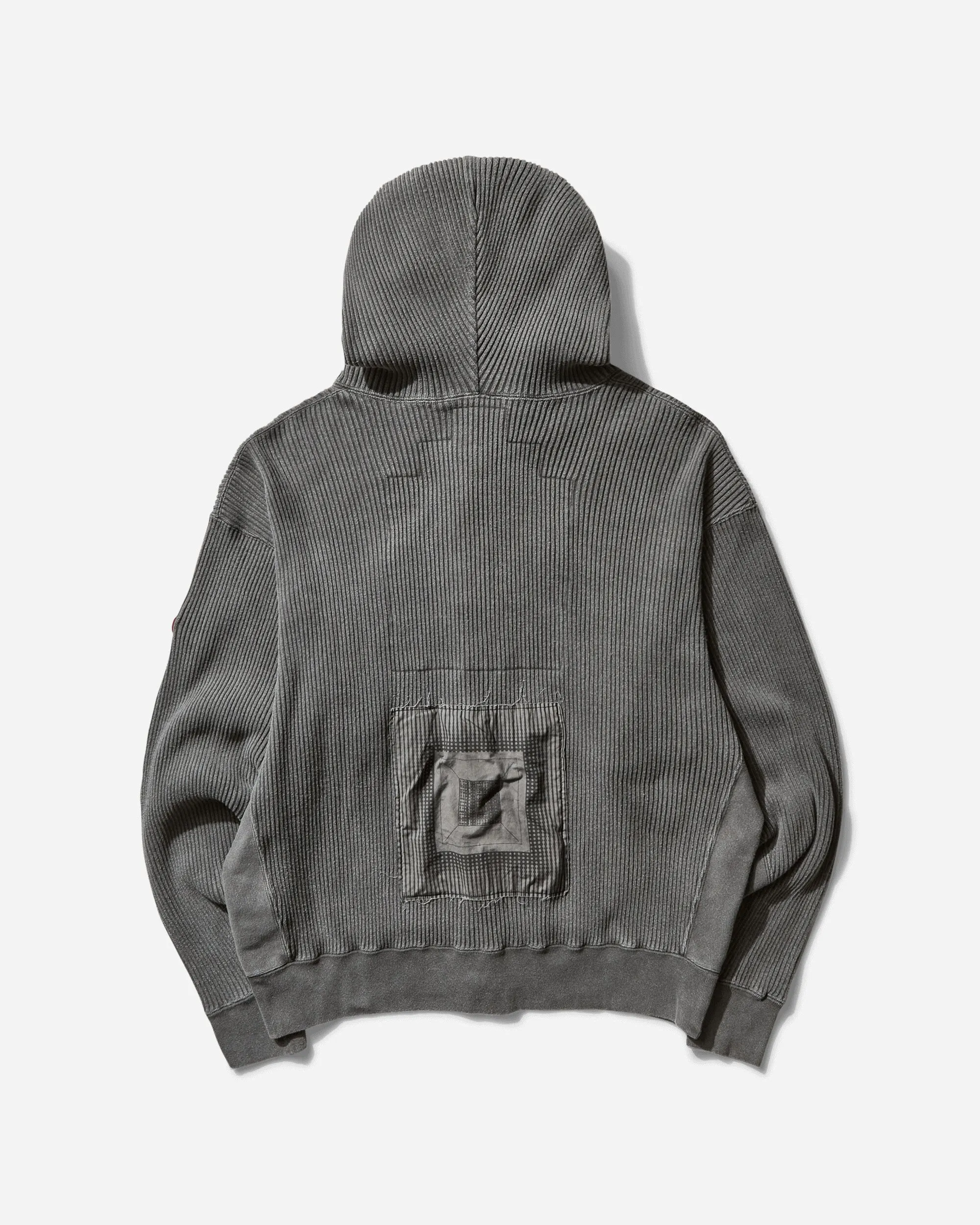 Men's Overdye Wide Rib Cut Zip Hoodie Charcoal