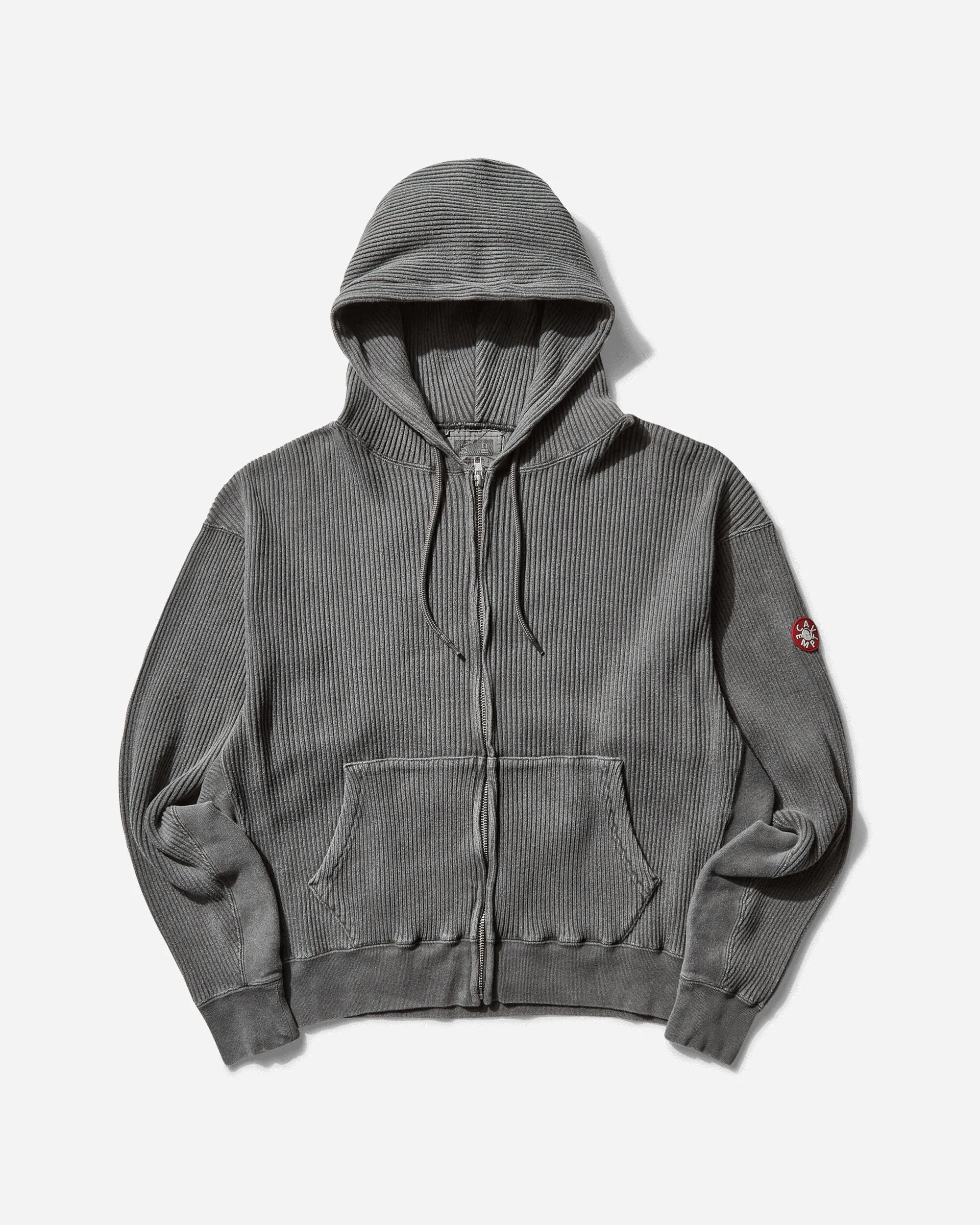 Men's Overdye Wide Rib Cut Zip Hoodie Charcoal