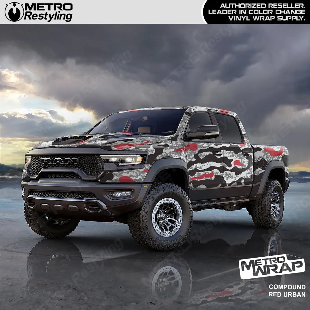Metro Wrap Compound Red Urban Camouflage Vinyl Film