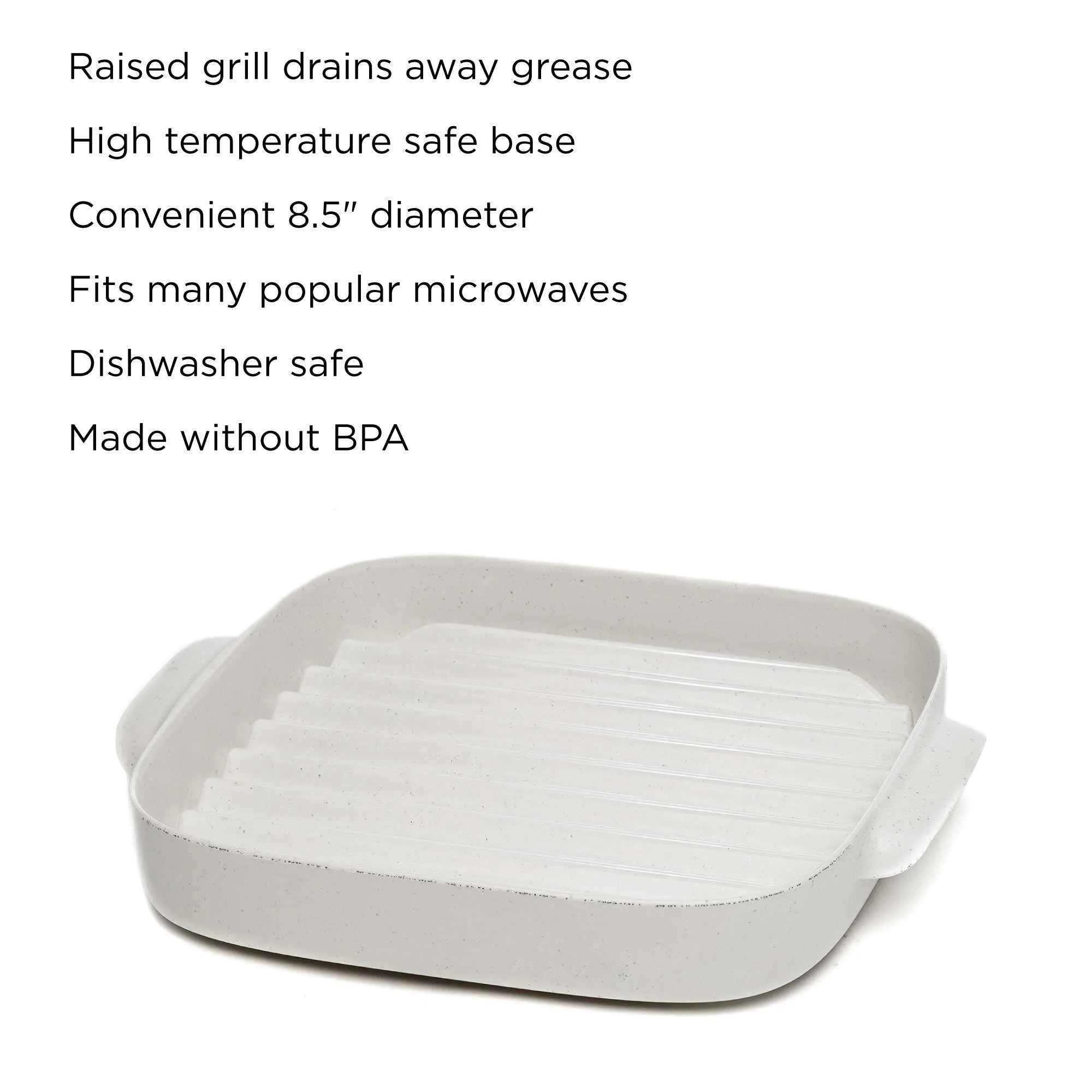 Microwave Bacon Cooker Rack, Grill Crisper Tray 8.5”- White - Ecolution