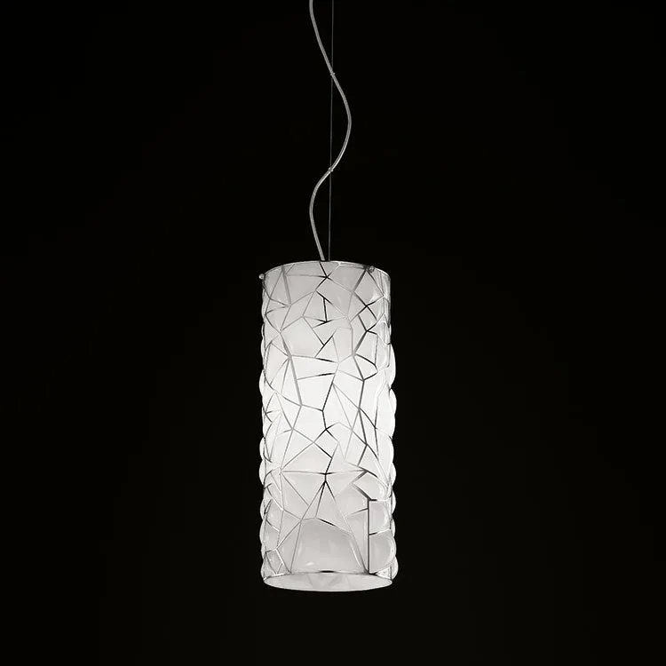 Modern Hand-Blown Milk White Murano Glass Ceiling Pendant