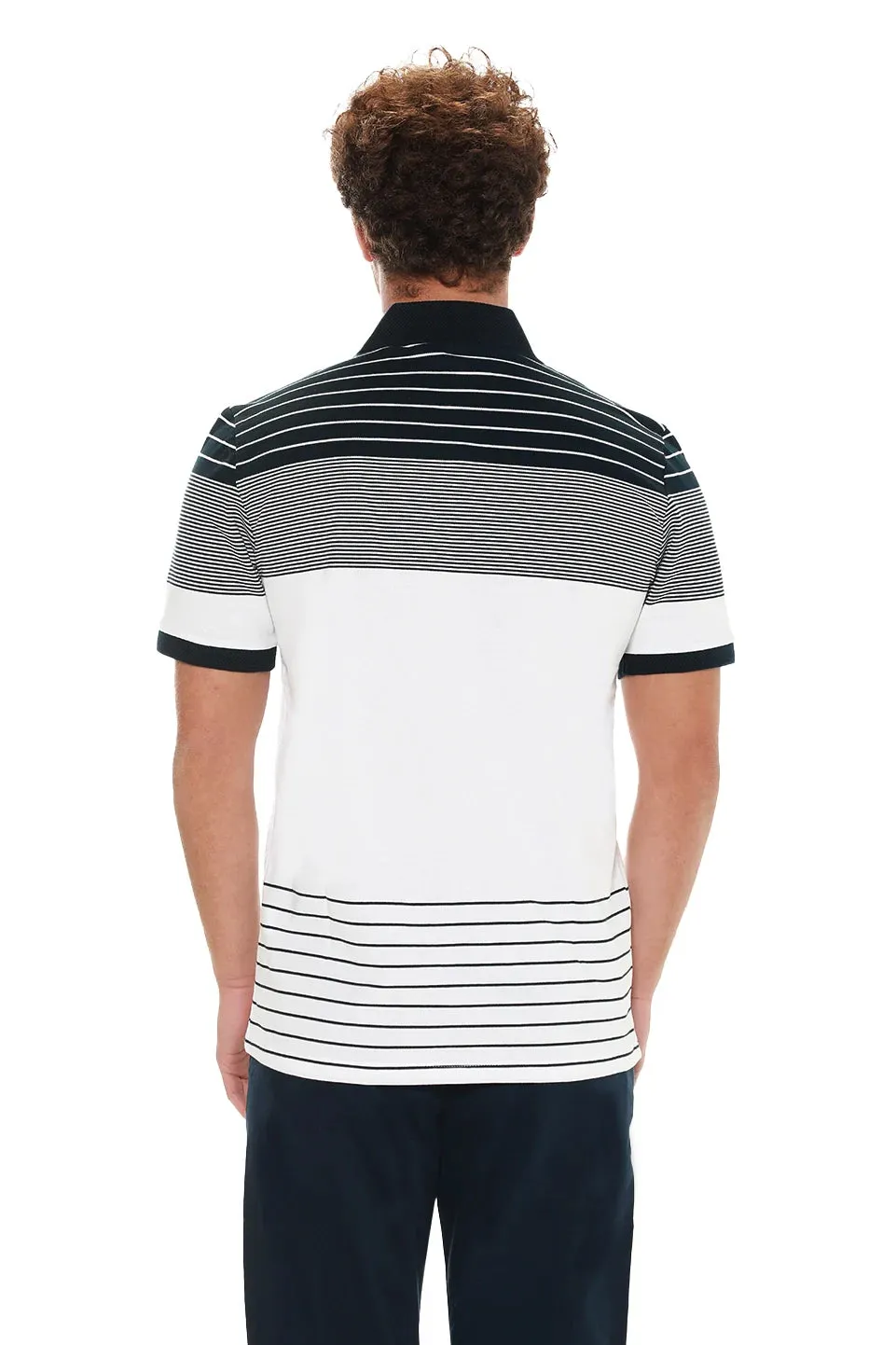 Navy Casual Polo With Stripe Design