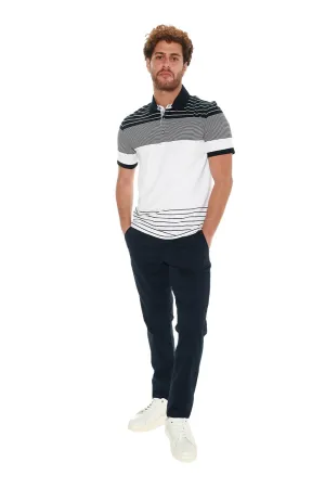 Navy Casual Polo With Stripe Design