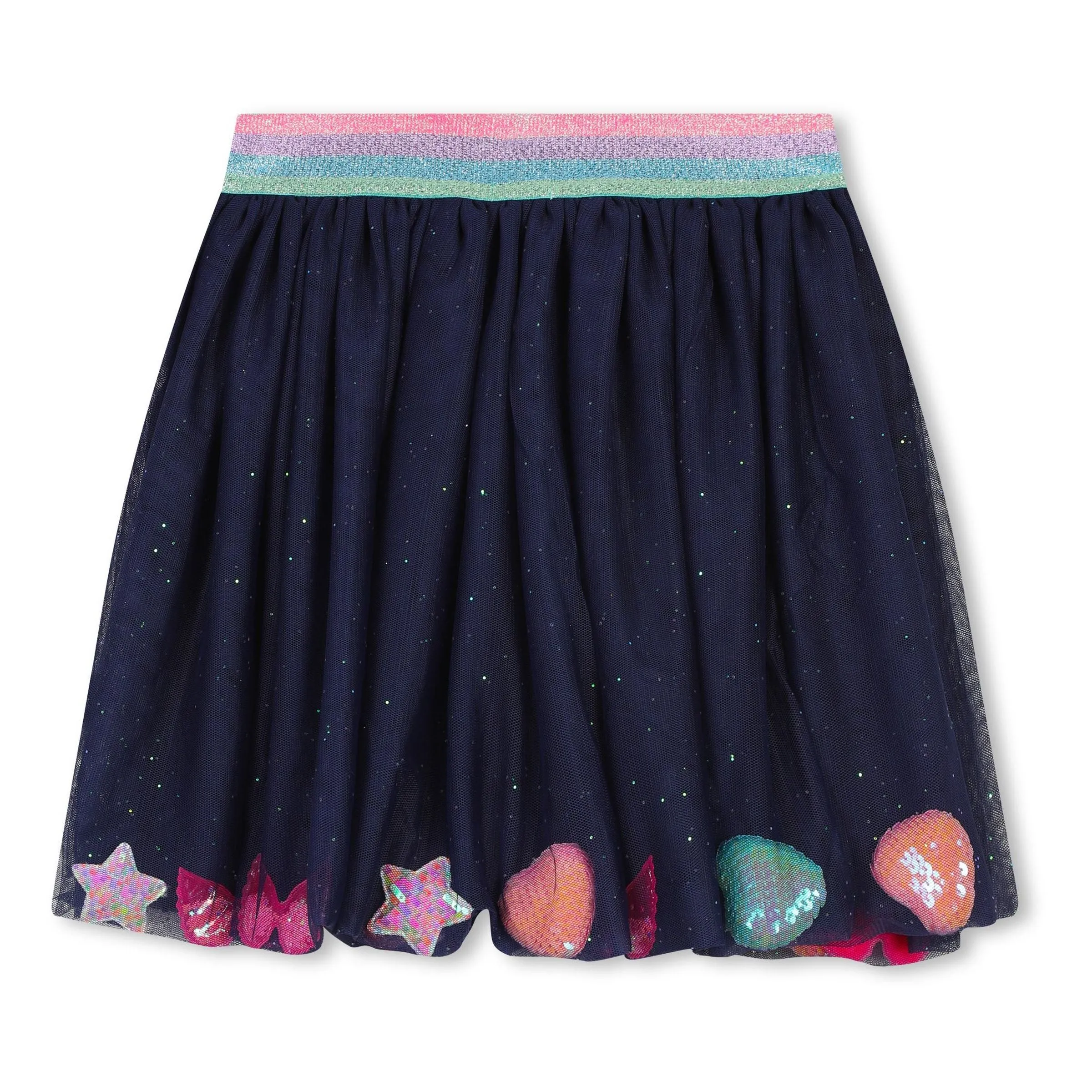 Navy Glitter Lined Tulle Skirt