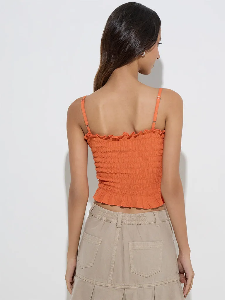 Nuon Orange Smocked Top