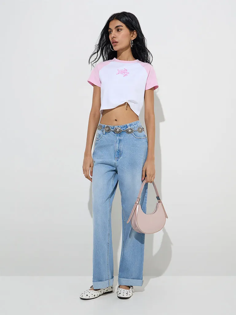 Nuon Pink Printed Cotton-Blend T-Shirt