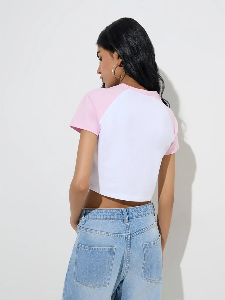 Nuon Pink Printed Cotton-Blend T-Shirt
