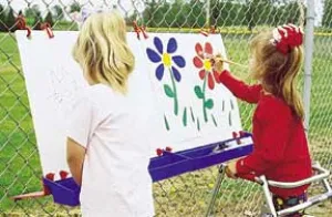 Outdoor Fence Double Easel | Weather-Resistant with Paint Trays & Clips