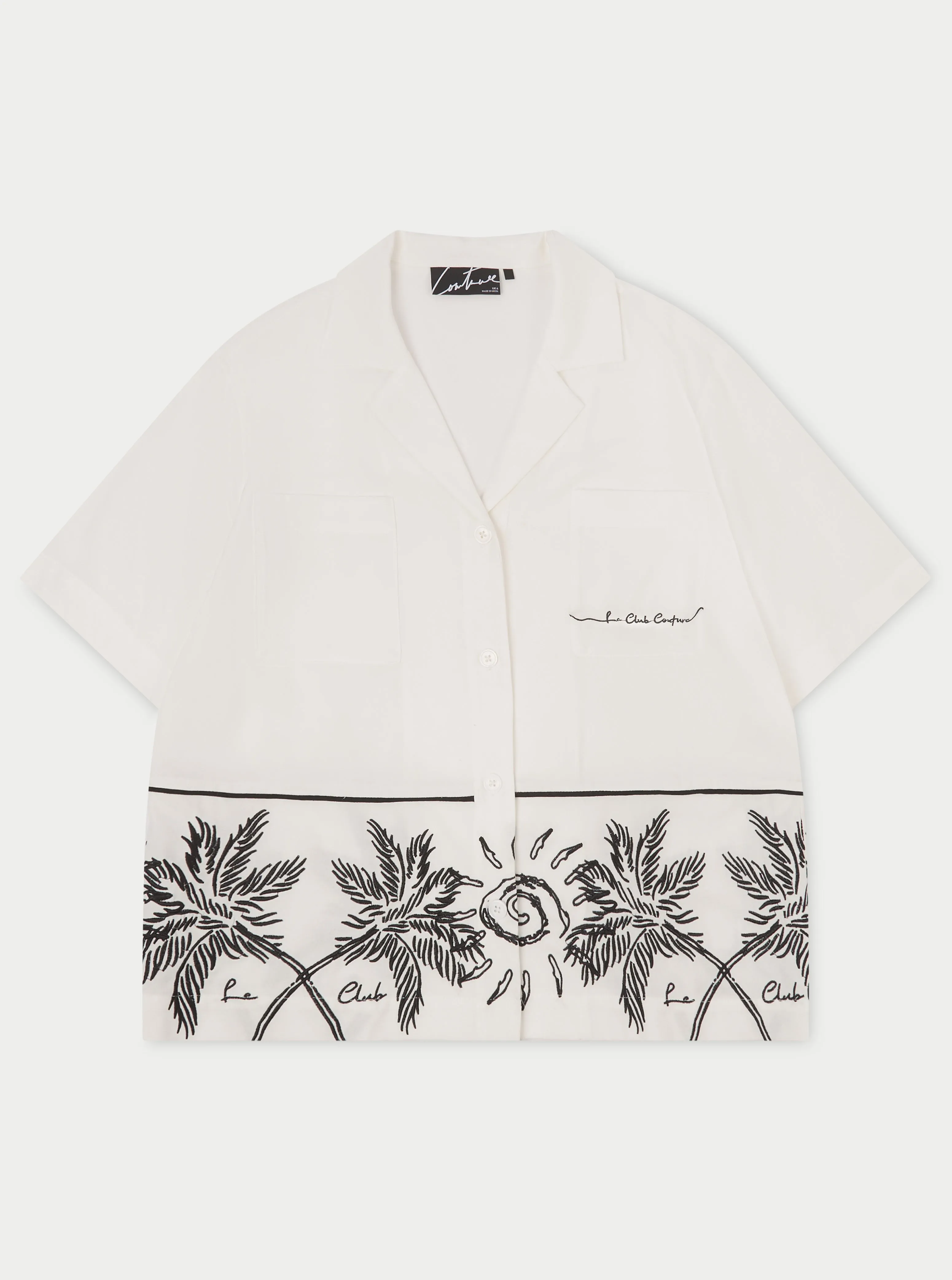 PALM EMBROIDERY SHIRT - WHITE