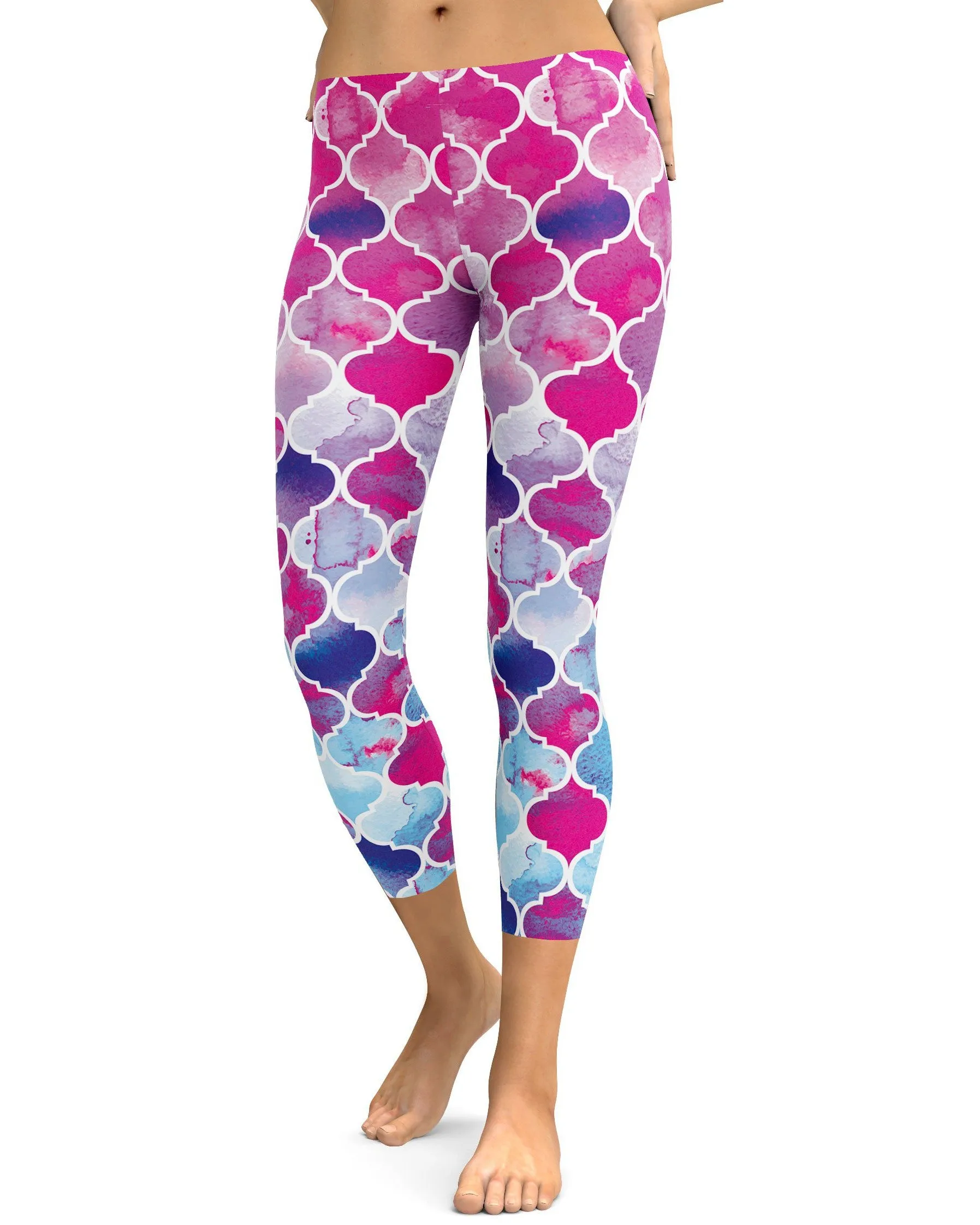 Pink & Blue Arabic Pattern Capris