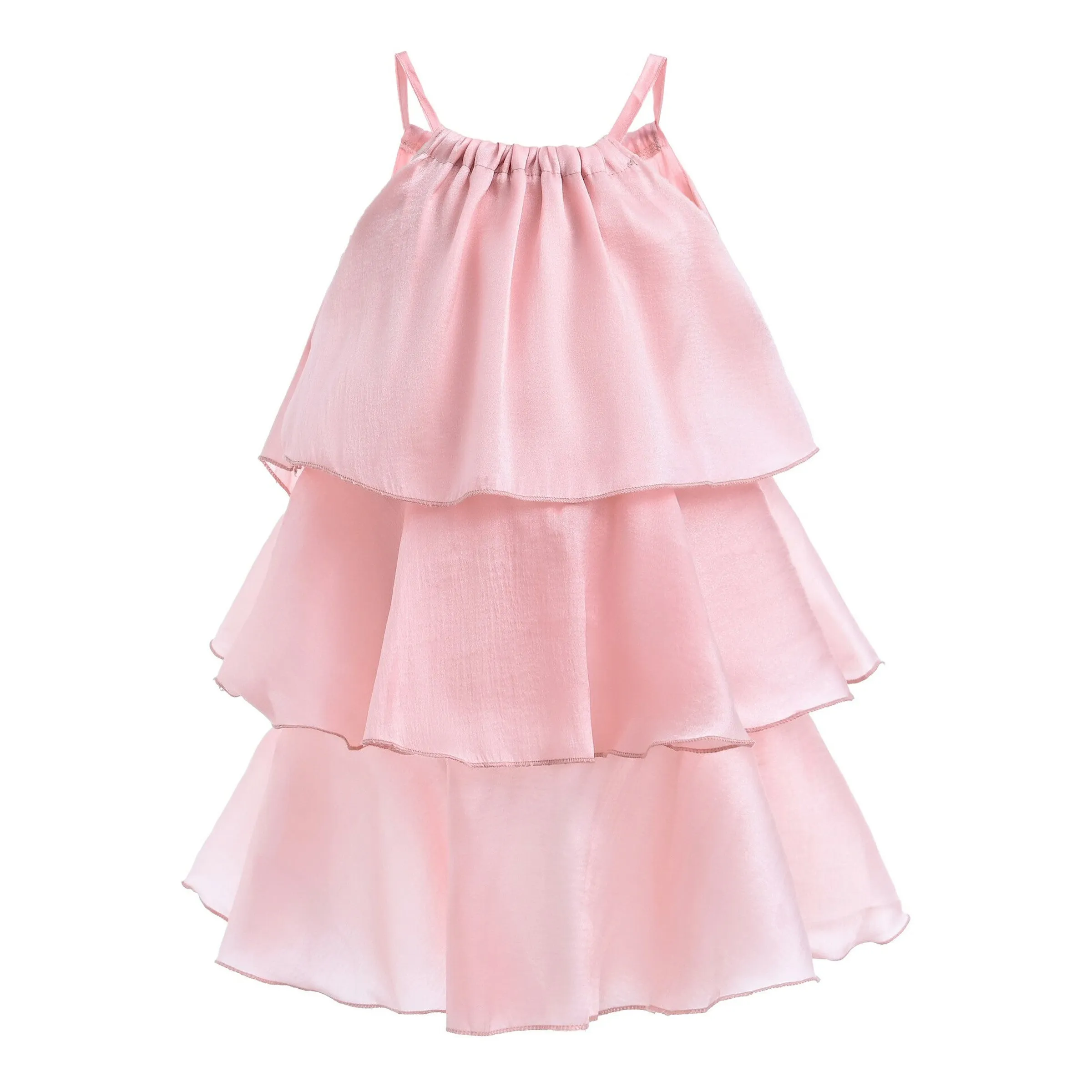 Pink Bow Tiered Overlay Dress