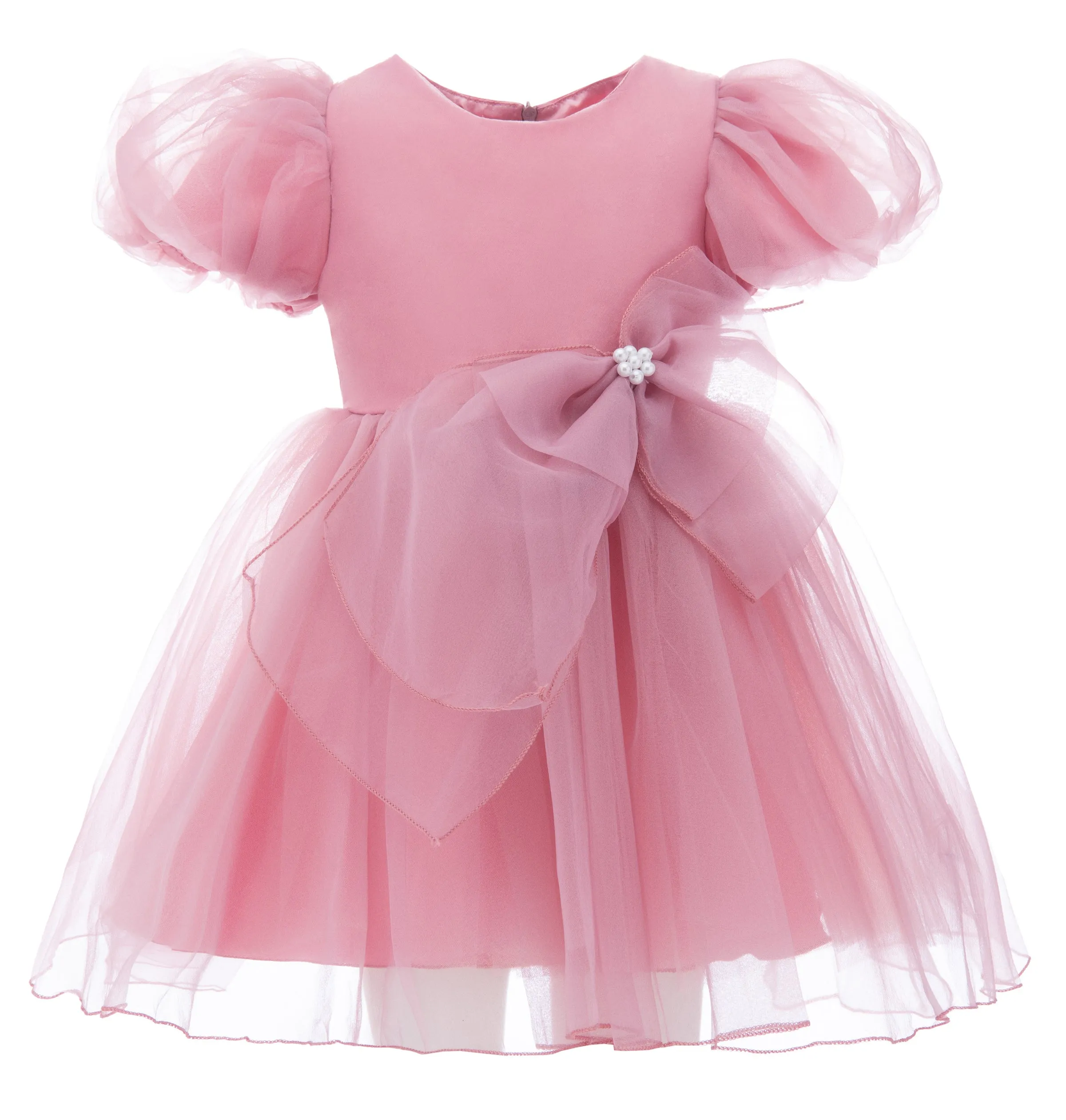 Pink Raspberry Bow Organza Dress