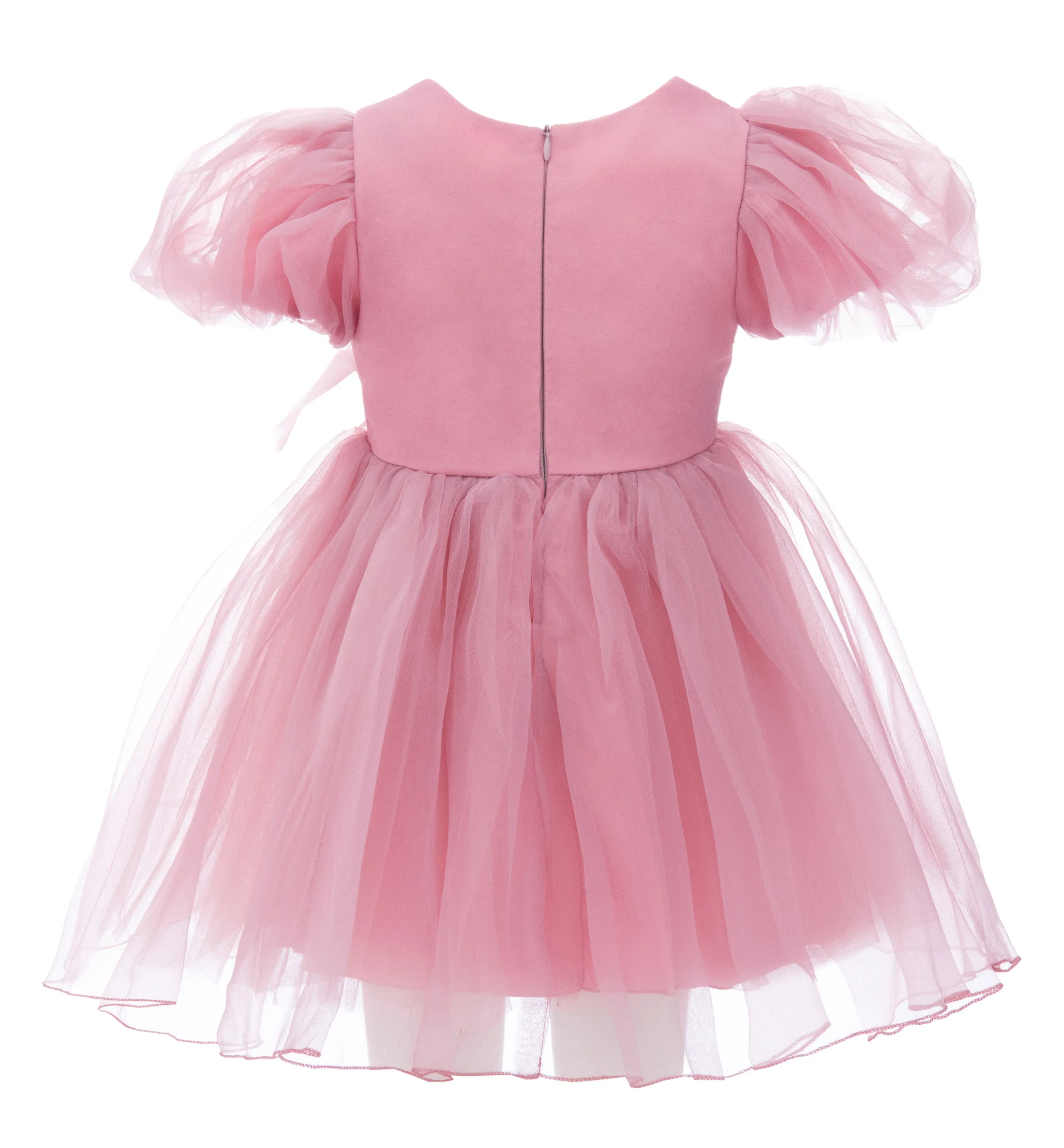 Pink Raspberry Bow Organza Dress