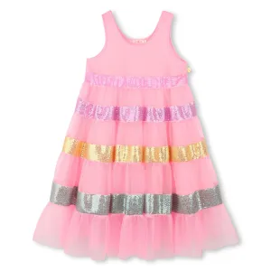 Pink Sequin Striped Dress