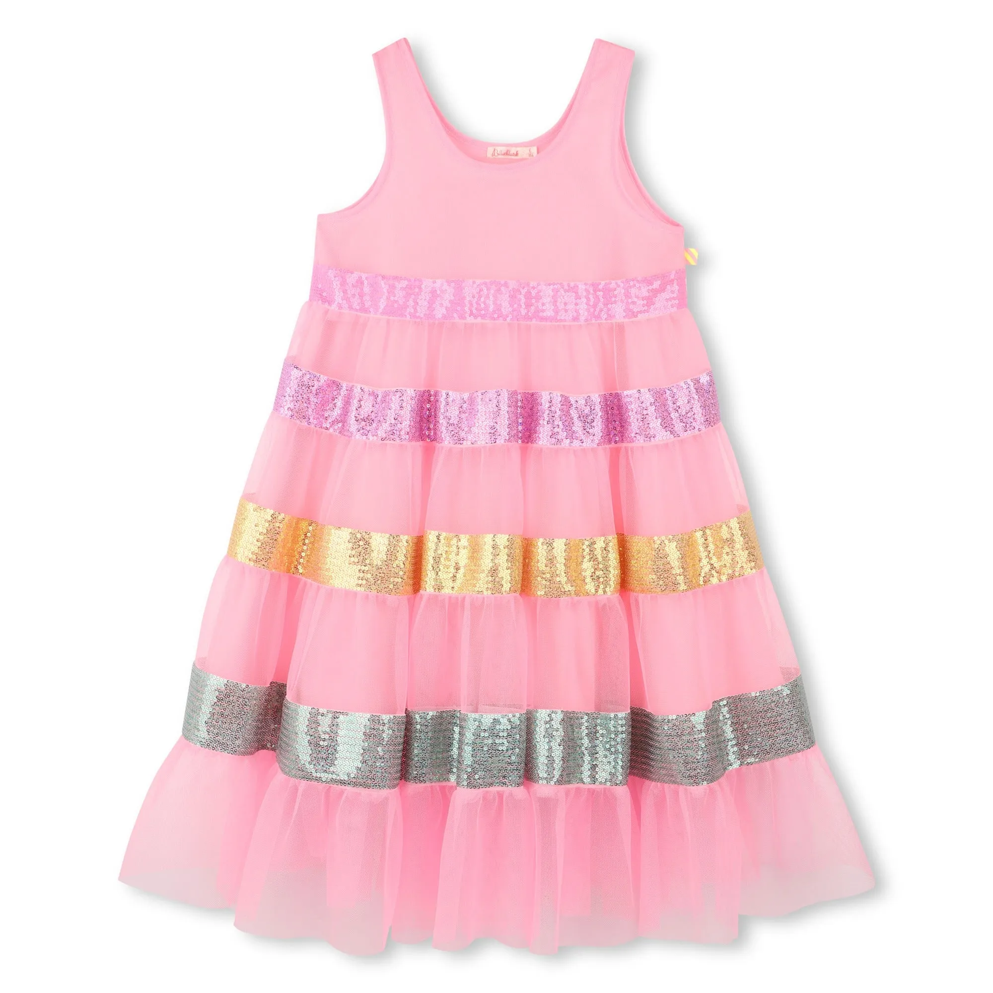 Pink Sequin Striped Dress