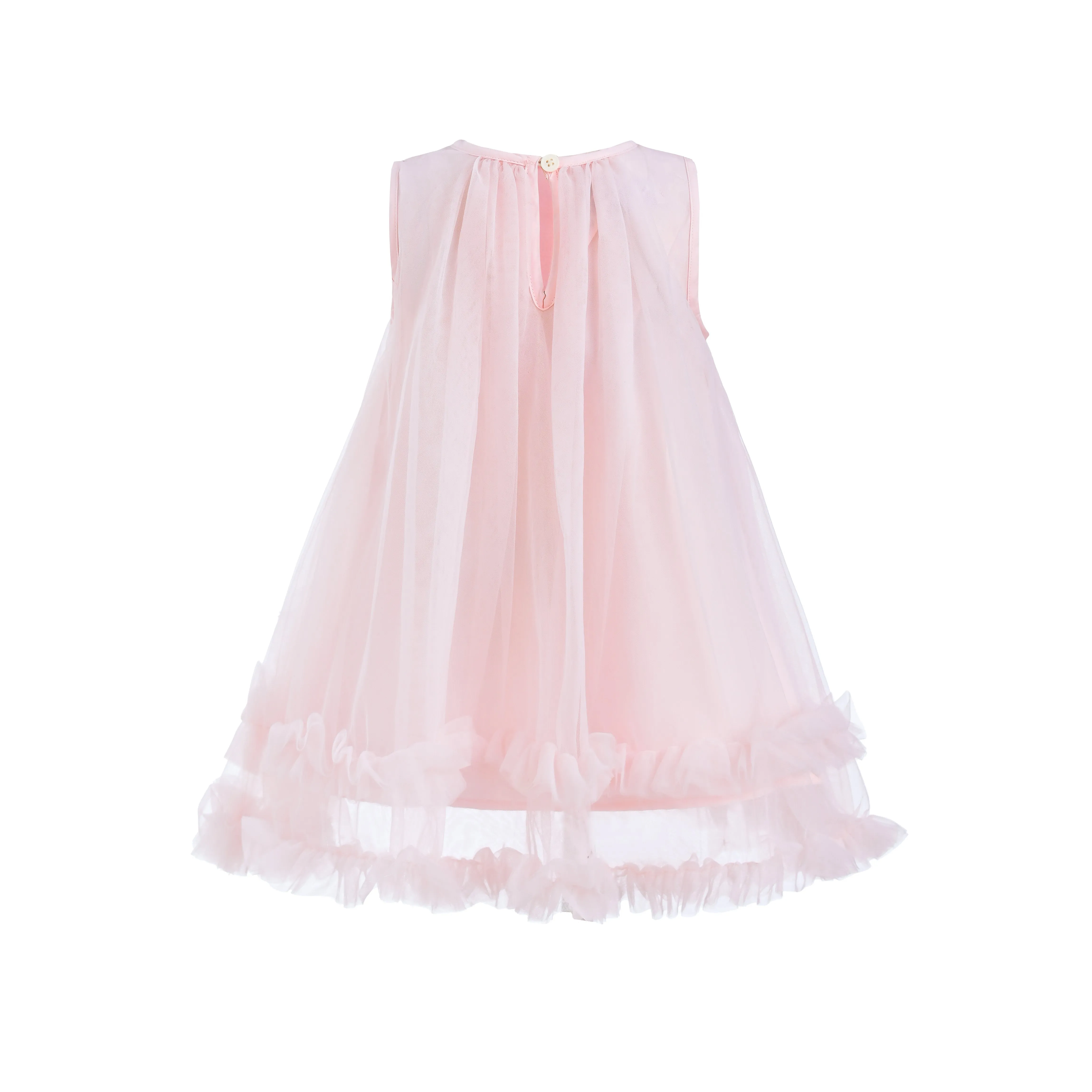 Pink Sleeveless Star Ruffle Dress