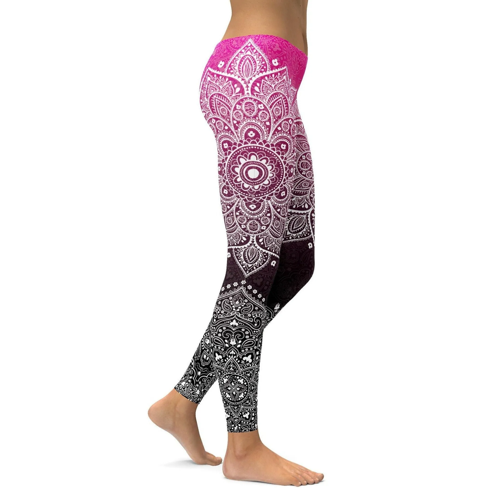 Pink to Black Mandala Leggings