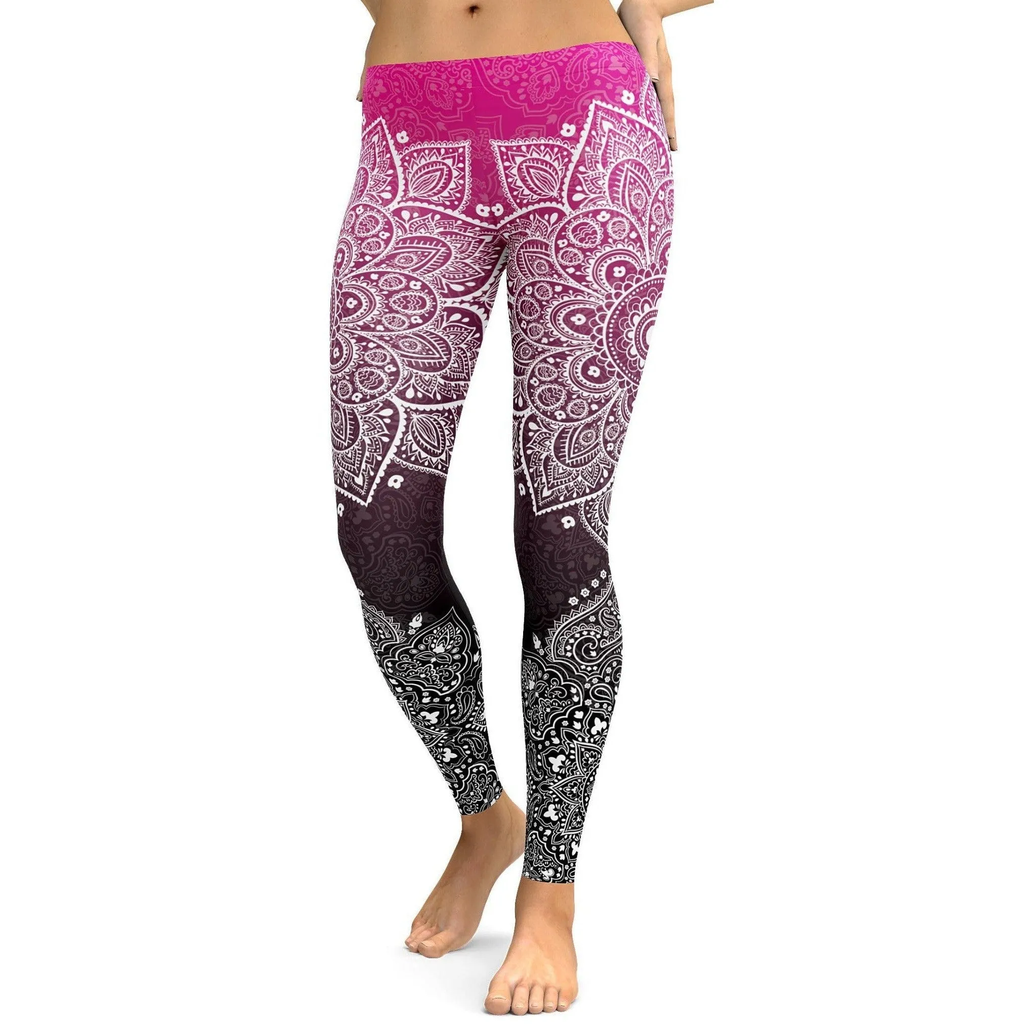 Pink to Black Mandala Leggings