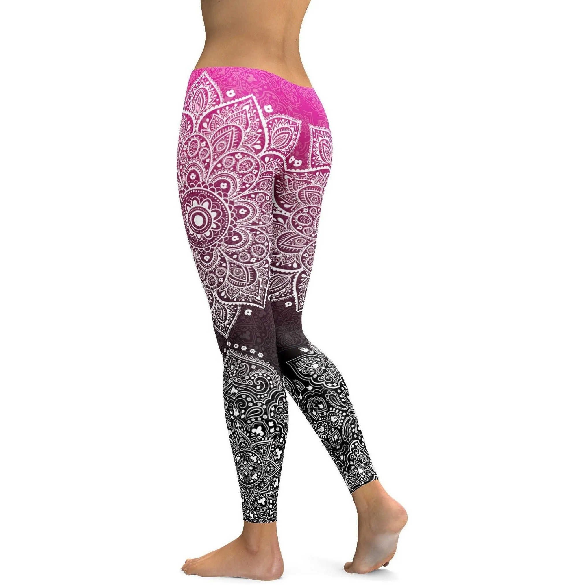 Pink to Black Mandala Leggings
