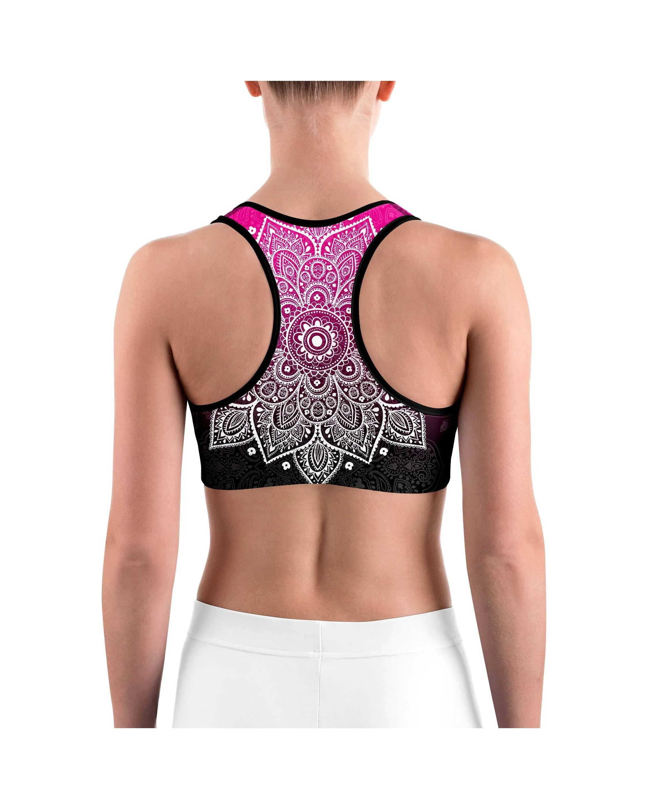 Pink to Black Mandala Sports bra