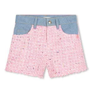 Pink Tweed Denim Shorts