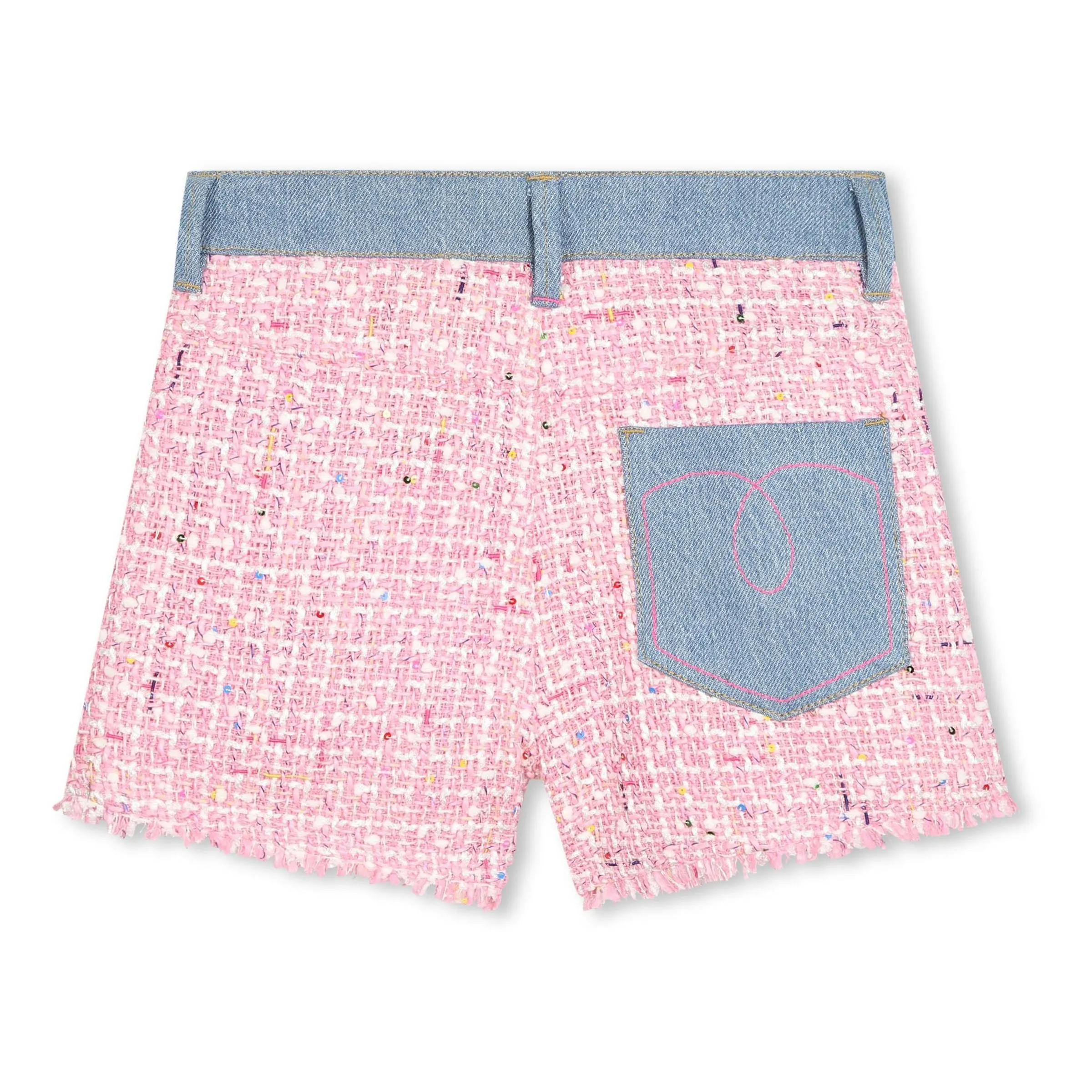 Pink Tweed Denim Shorts