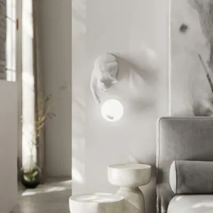 Playful Ceramic Cat Wall Light