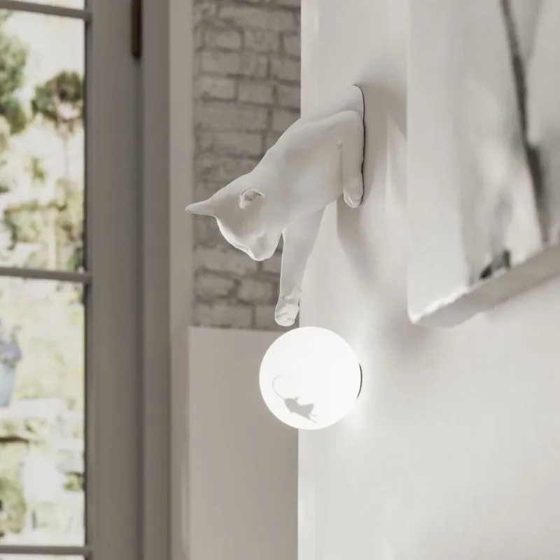 Playful Ceramic Cat Wall Light