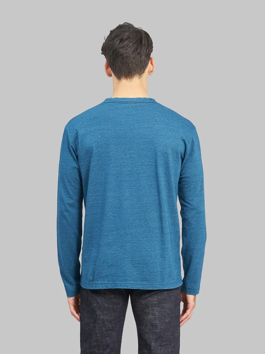 Pure Blue Japan LS5011-GRE Greencast Indigo Dyed Long Sleeve T-Shirt