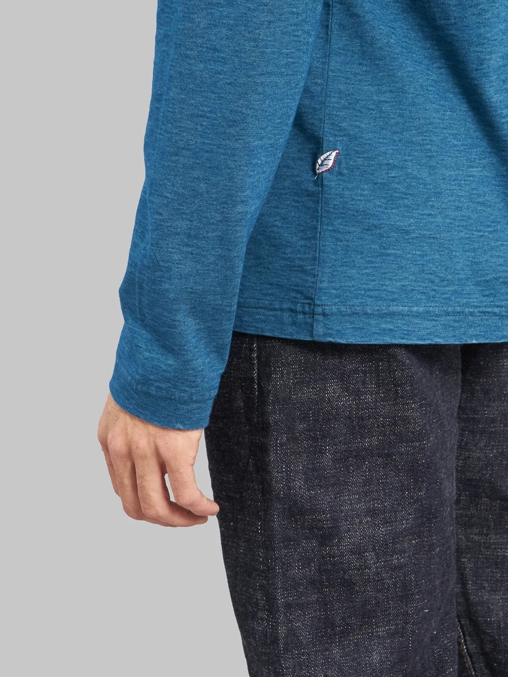 Pure Blue Japan LS5011-GRE Greencast Indigo Dyed Long Sleeve T-Shirt